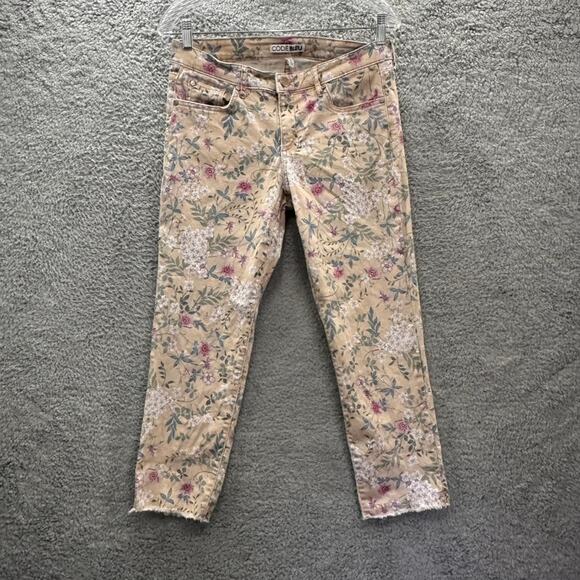 Code Bleu Love Size 6 Crop Floral Denim Jeans Casual Summer Weekend - Picture 1 of 14